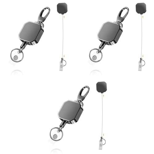 ZORBES® Retractable Id card Holder, Keychain Badge Holder, Zinc Alloy Metal Carabiner Keychain 26.7 inches Retractable Steel Wire Reel Design Utility Carabiner Keyring for Keys, Badge, Cards 3 PCS ZORBES® Retractable Id card Holder, Keychain Badge Holder, Zinc Alloy Metal Carabiner Keychain 26.7 inches Retractable Steel Wire Reel Design Utility Carabiner Keyring for Keys, Badge, Cards 3 PCS